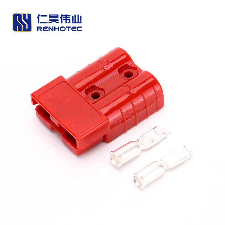 X AUTOHAUX 10pcs 600V 50A Battery Quick Connect Disconnect Wire Harness Plug for Trailer Forklift 7 8 10 AWG Red 